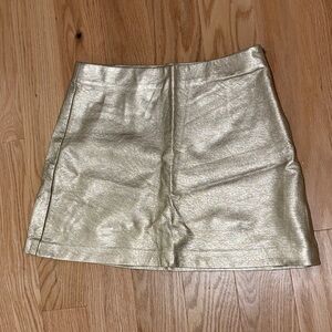 Zara Gold Leather Mini Skirt